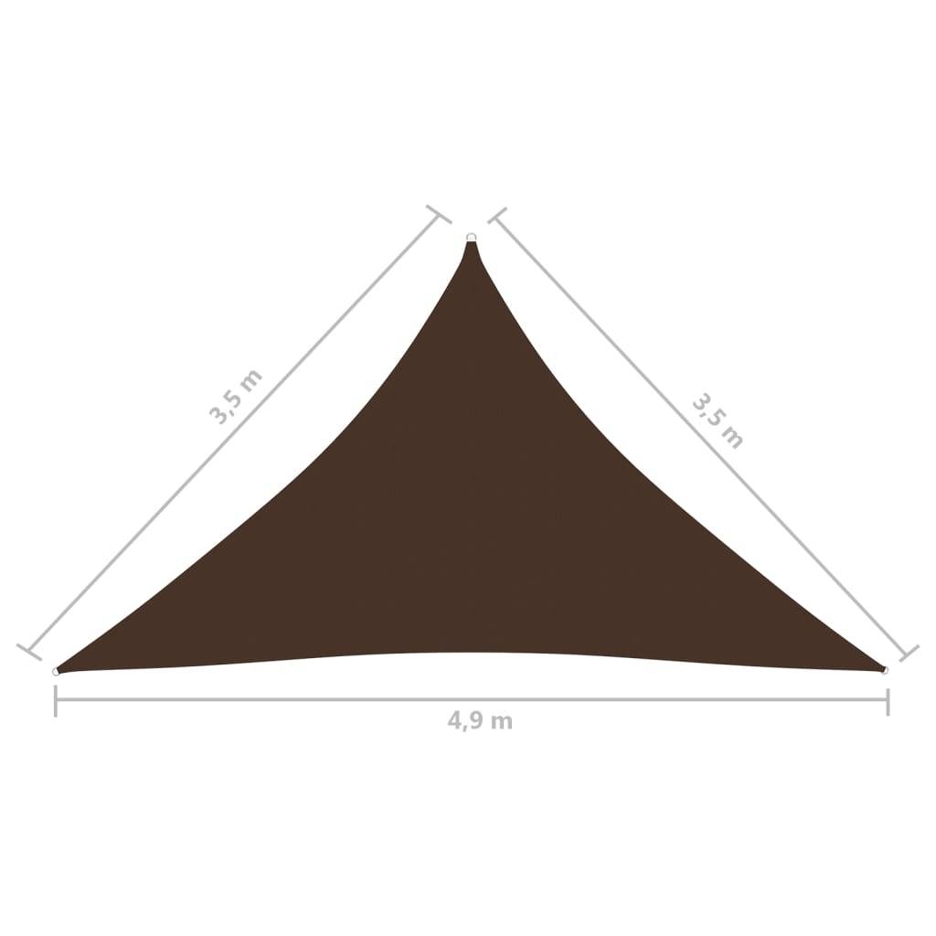 Helloshop26 - Voile toile d'ombrage parasol tissu oxford triangulaire 3,5 x 3,5 x 4,9 m marron - Image 6