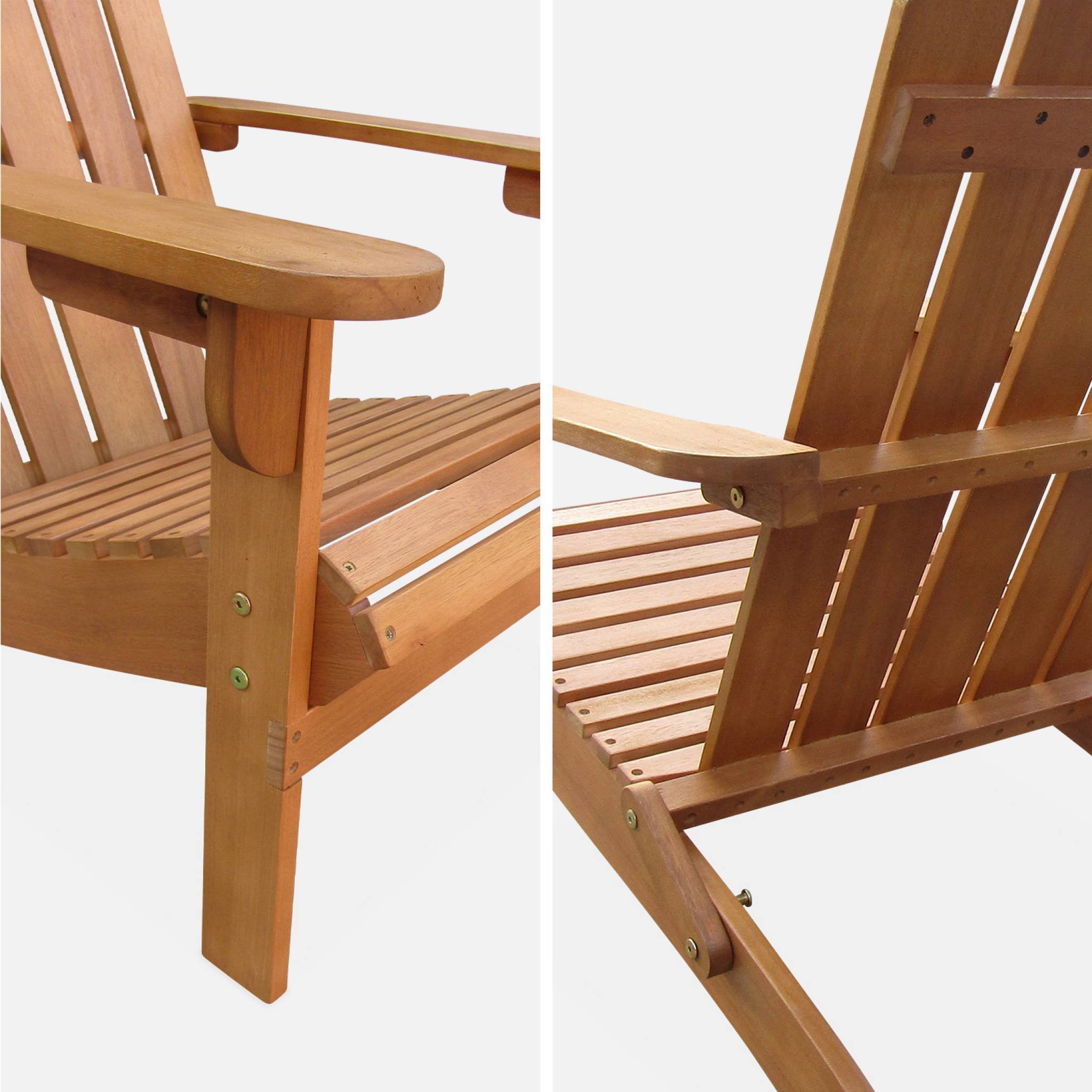 Lot de 2 fauteuils de jardin en bois - Adirondack Salamanca- Eucalyptus. chaises de terrasse rétro. sièges de plage | sweeek - Image 7