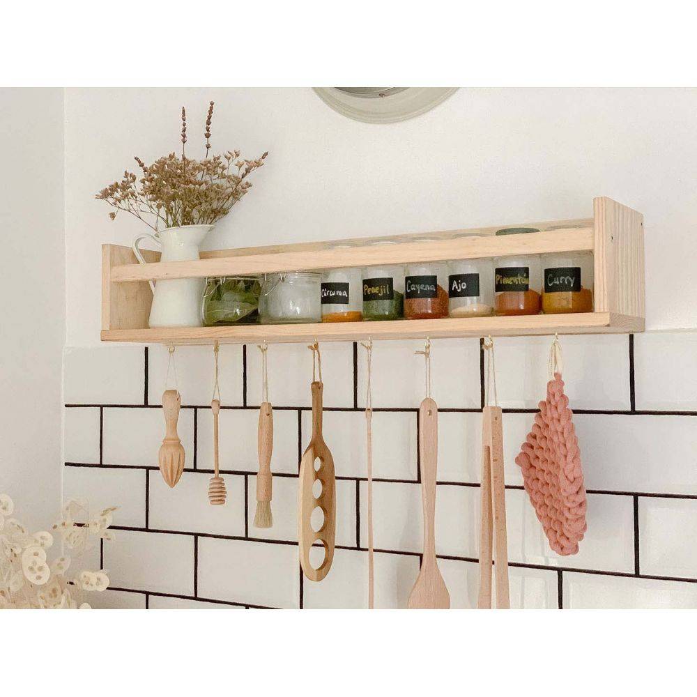 Étagère avec barre centrale en pin Kit Line 80 cm - Image 2