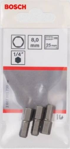 Bosch - Paquet de 3 embouts de vissage HEX8 25mm - BOSCH - 2607001730 - Image 2