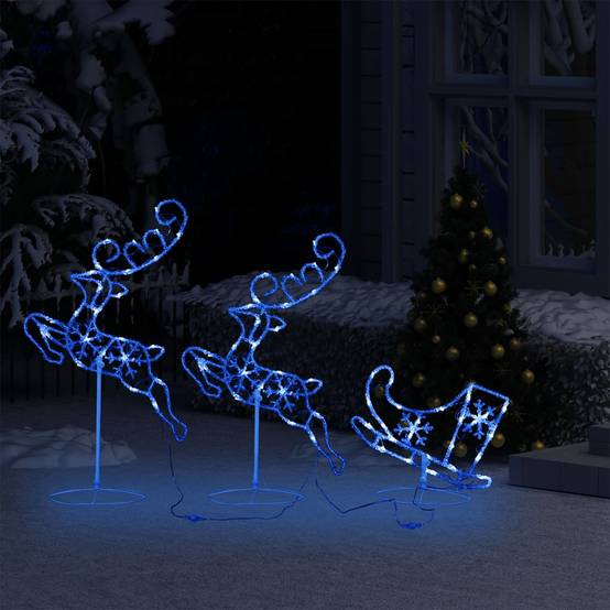 Rennes Volants Traîneau Lumineux Acrylique 72 LED 8 Modes 260cm Bleu – ComfortXL Outdoor Living - Image 3