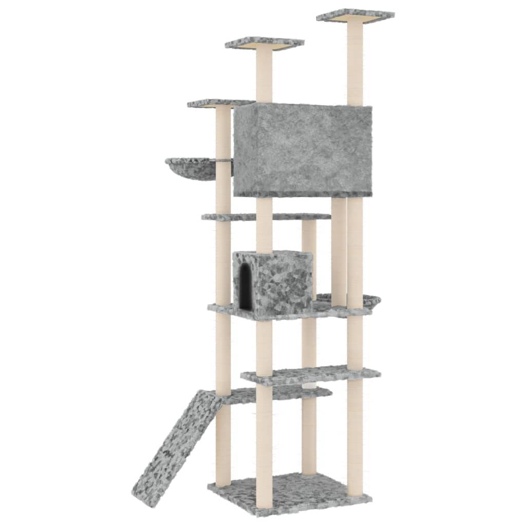Arbre à chat XXL multi-niveaux avec échelle niches et paniers Gris 191 cm – ComfortXL Pet Living - Image 5