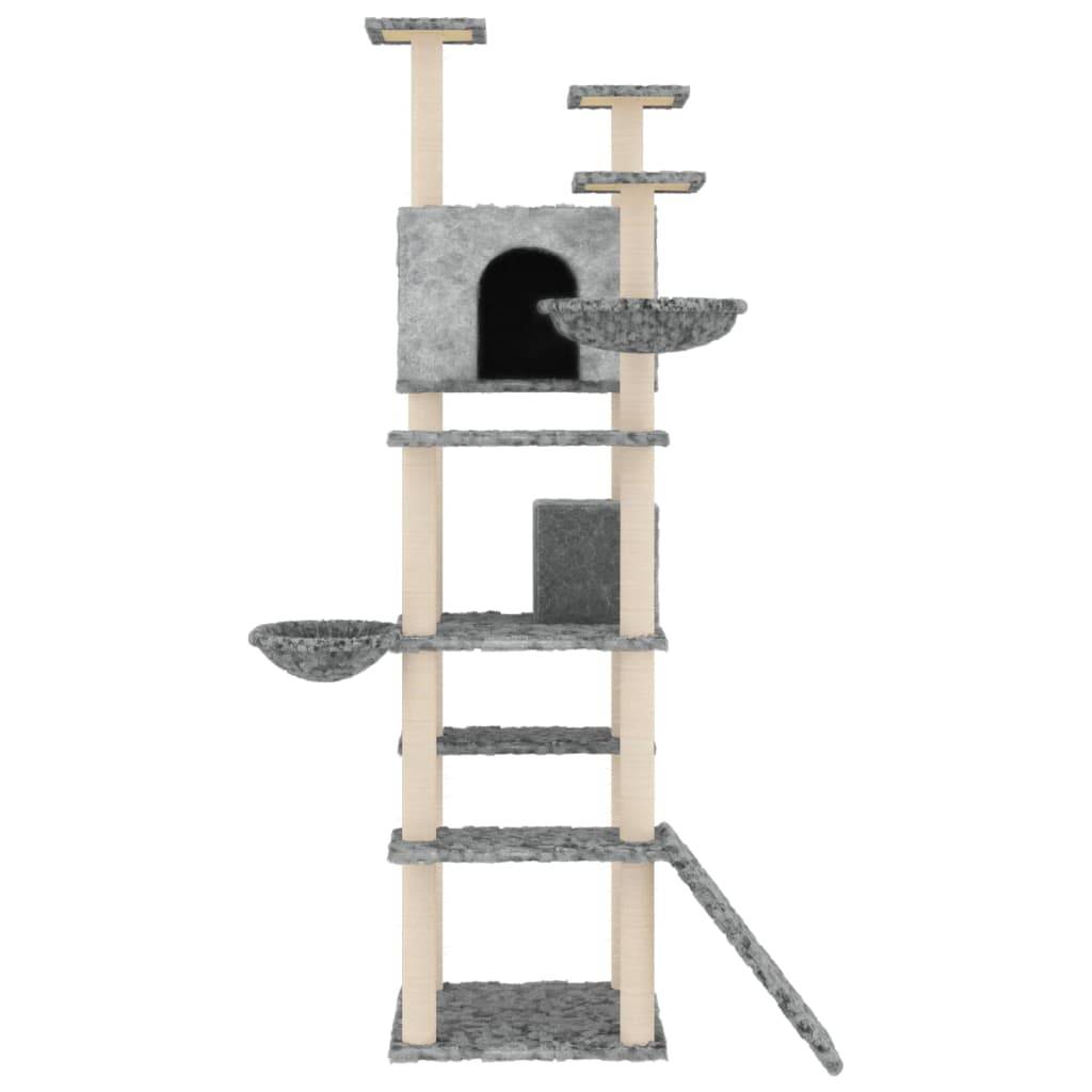 Arbre à chat XXL multi-niveaux avec échelle niches et paniers Gris 191 cm – ComfortXL Pet Living - Image 3