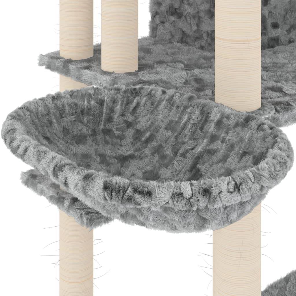 Arbre à chat XXL multi-niveaux avec échelle niches et paniers Gris 191 cm – ComfortXL Pet Living - Image 6