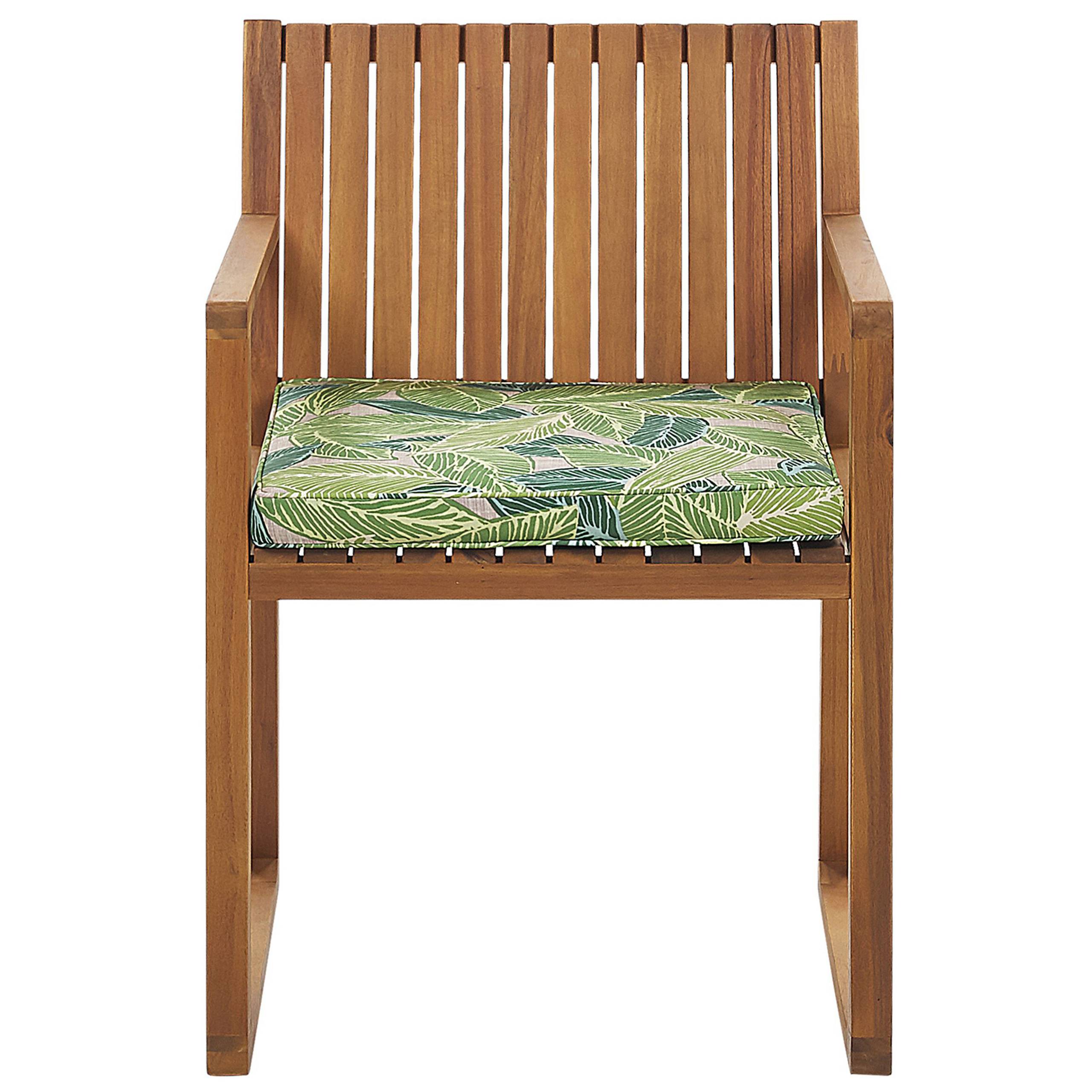 Beliani - Ensemble de Jardin composé d'une Table 180 x 90 cm et de 8 Chaises en Bois d'Accacia avec Coussins d'Assise Verts motif Feuilles Beliani - Image 4