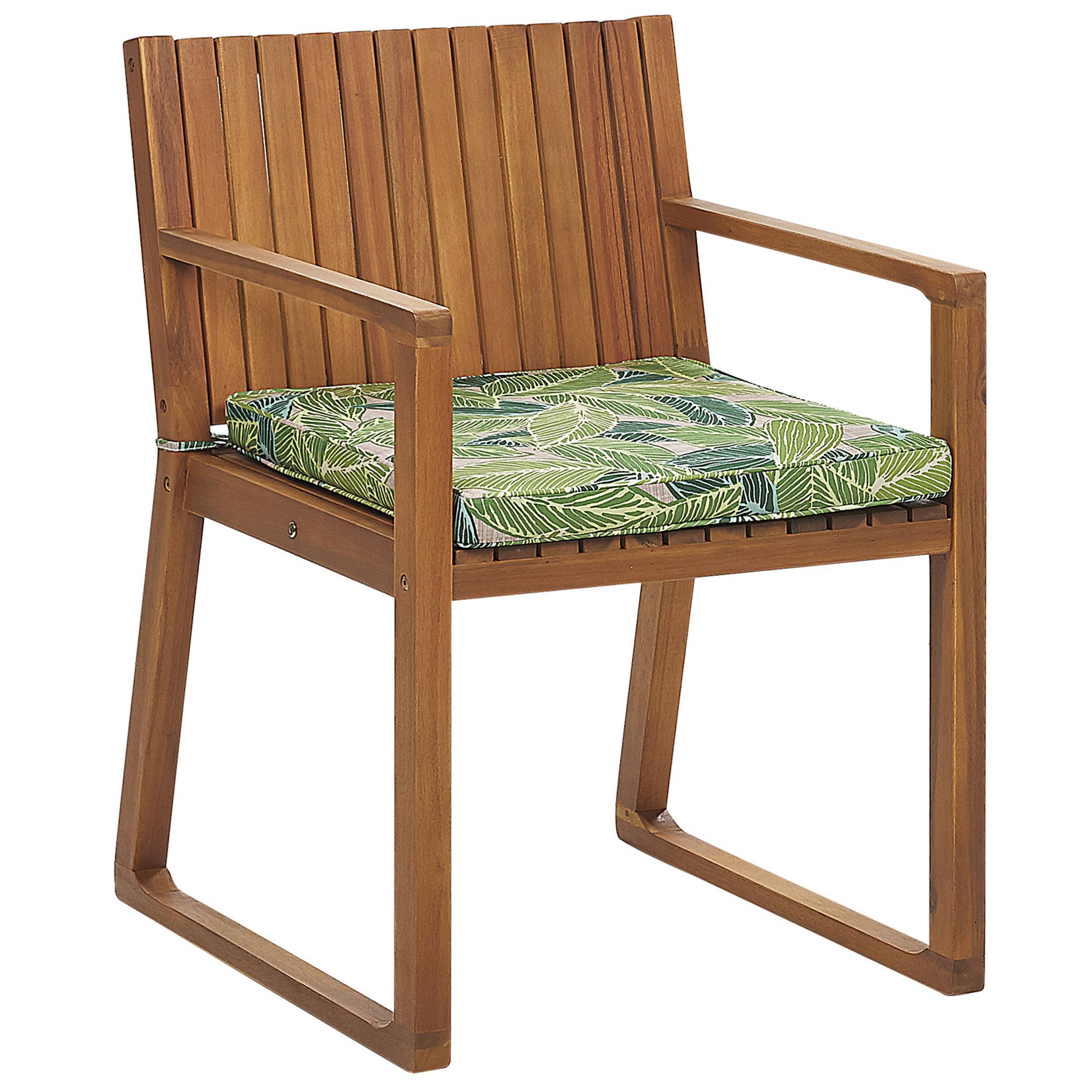 Beliani - Ensemble de Jardin composé d'une Table 180 x 90 cm et de 8 Chaises en Bois d'Accacia avec Coussins d'Assise Verts motif Feuilles Beliani - Image 5