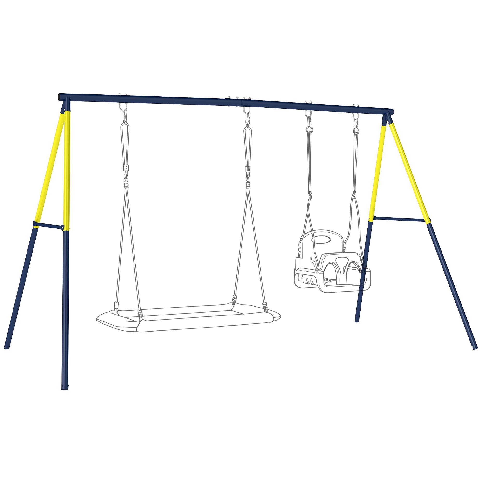 Cadre balançoire métal bleu pour 2 sièges, charge 150 kg - Image 1