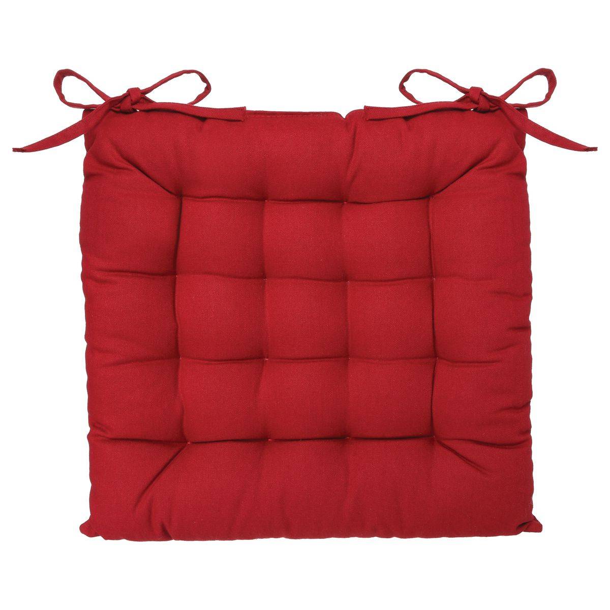 Lot de 4 Galettes de chaise en Coton Rouge 38 x 38 cm - Image 3