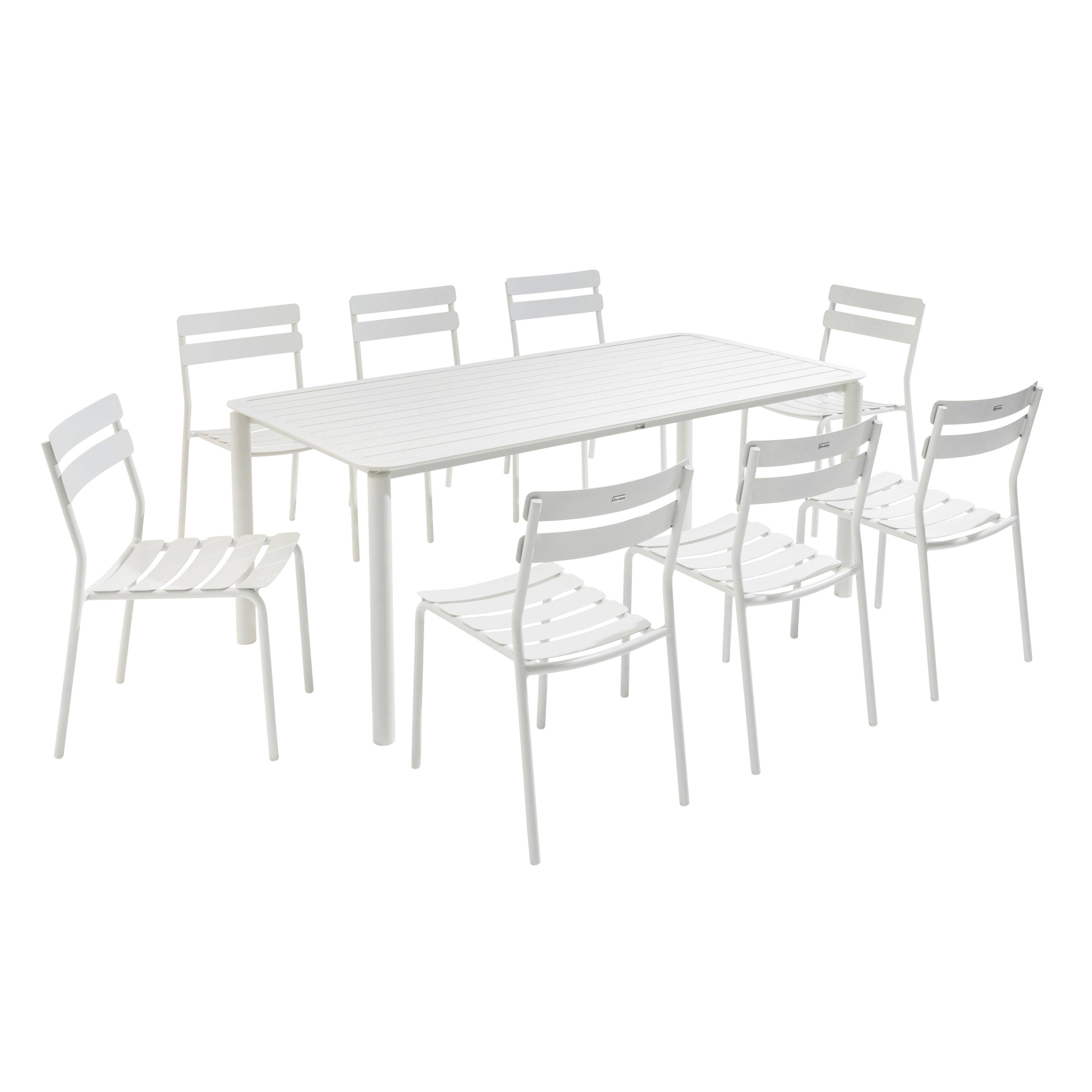 Oviala - Ensemble table de jardin et 8 chaises blanc Almada - Oviala - Image 1