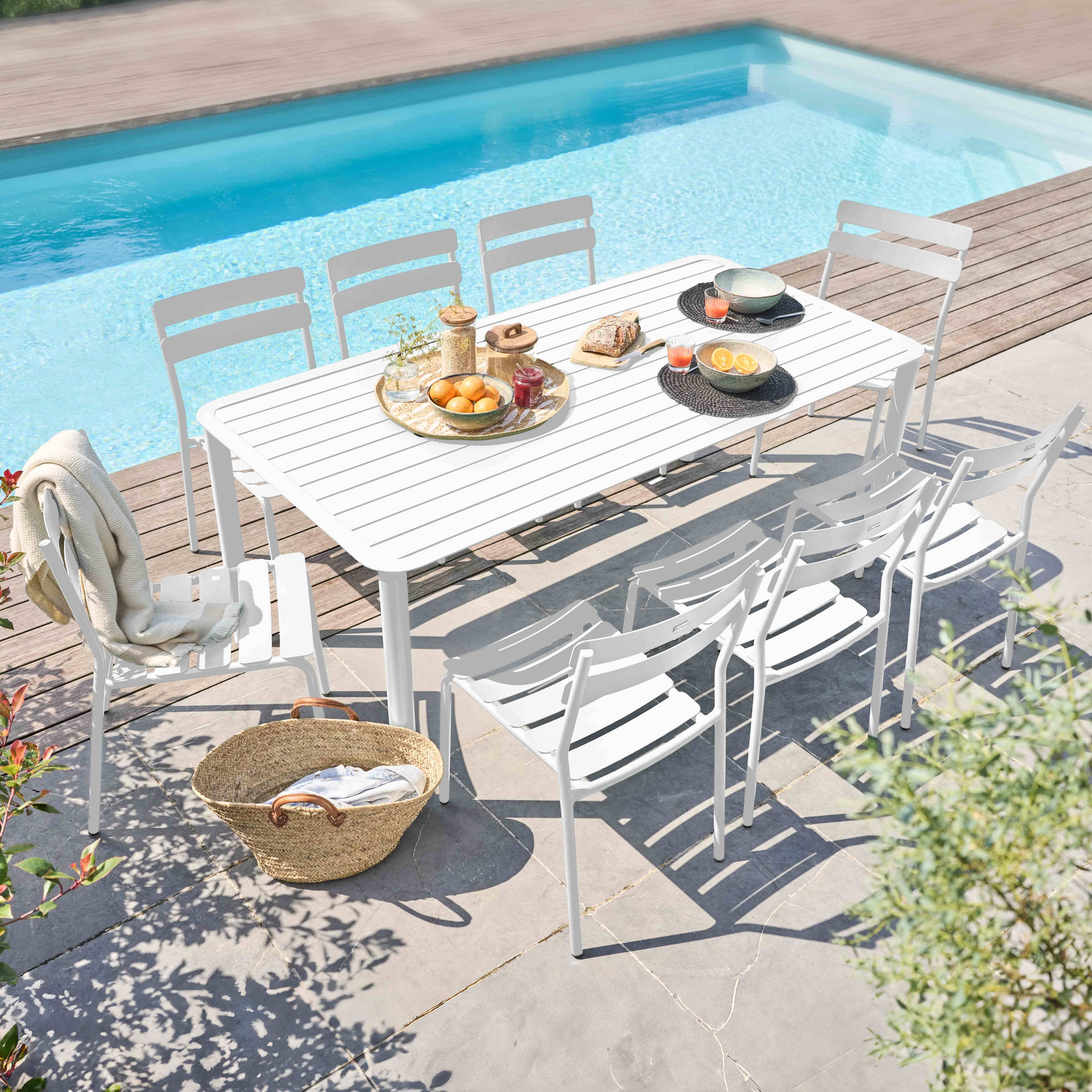 Oviala - Ensemble table de jardin et 8 chaises blanc Almada - Oviala - Image 2