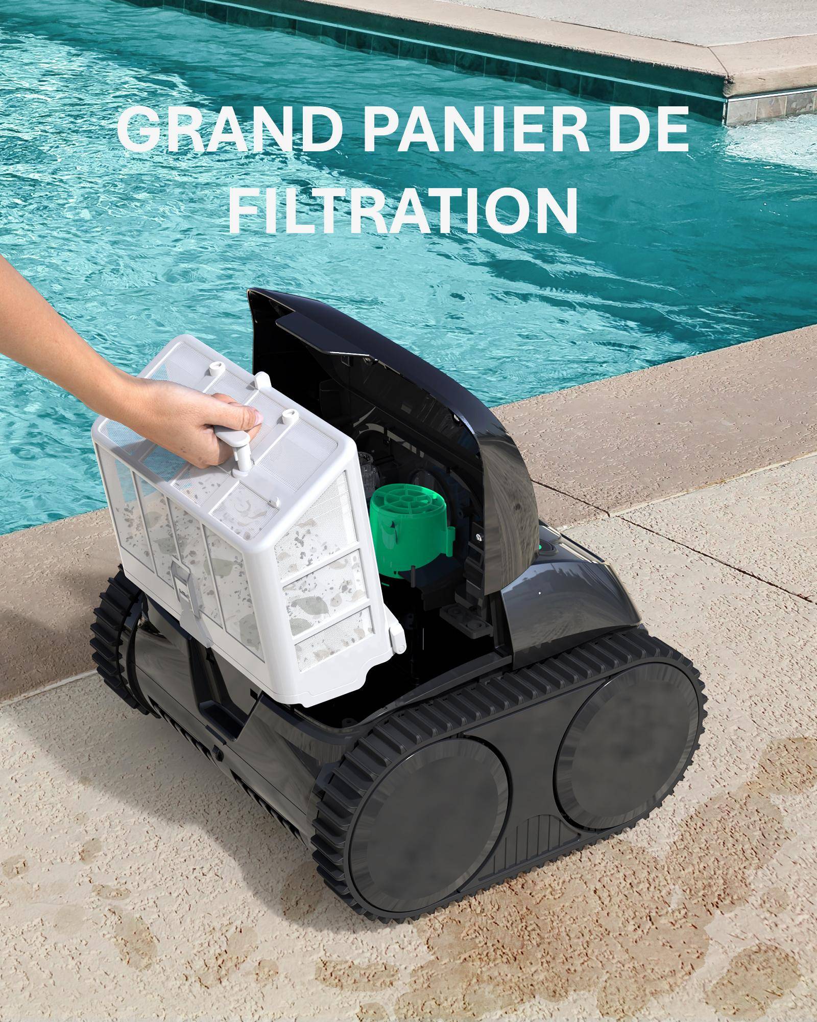 WYBOT C1-OS800, Robot piscine sans fil performant pour nettoyage automatique complet fond, parois et ligne d'eau - Image 3