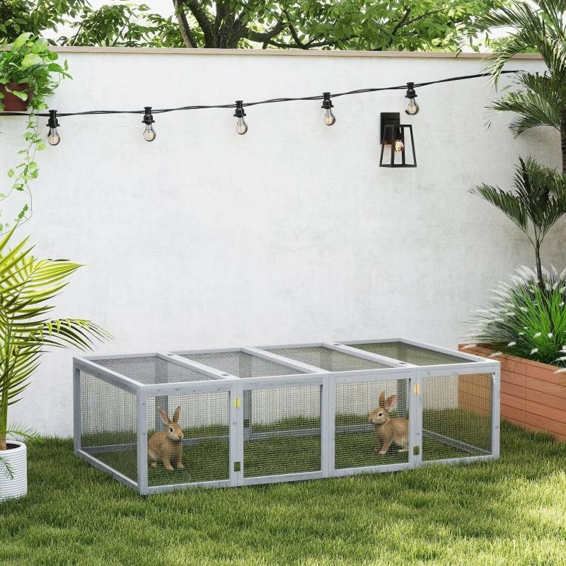 Enclos extérieur lapin bois sapin petits animaux parc sécurisé 181x100x48cm gris - ComfortXL Outdoor Living - Image 1