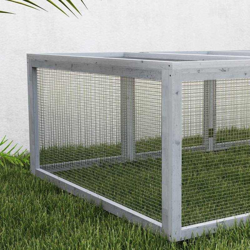 Enclos extérieur lapin bois sapin petits animaux parc sécurisé 181x100x48cm gris - ComfortXL Outdoor Living - Image 8