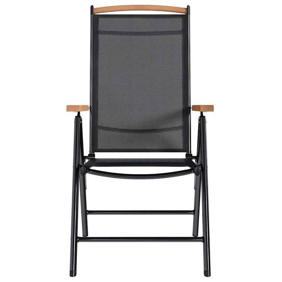 Chaises de jardin pliables Textilène Noir 58 x 65 x 109 cm - PANGIVO - Image 4