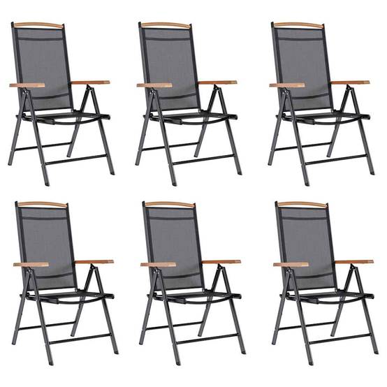 Chaises de jardin pliables Textilène Noir 58 x 65 x 109 cm - PANGIVO - Image 1