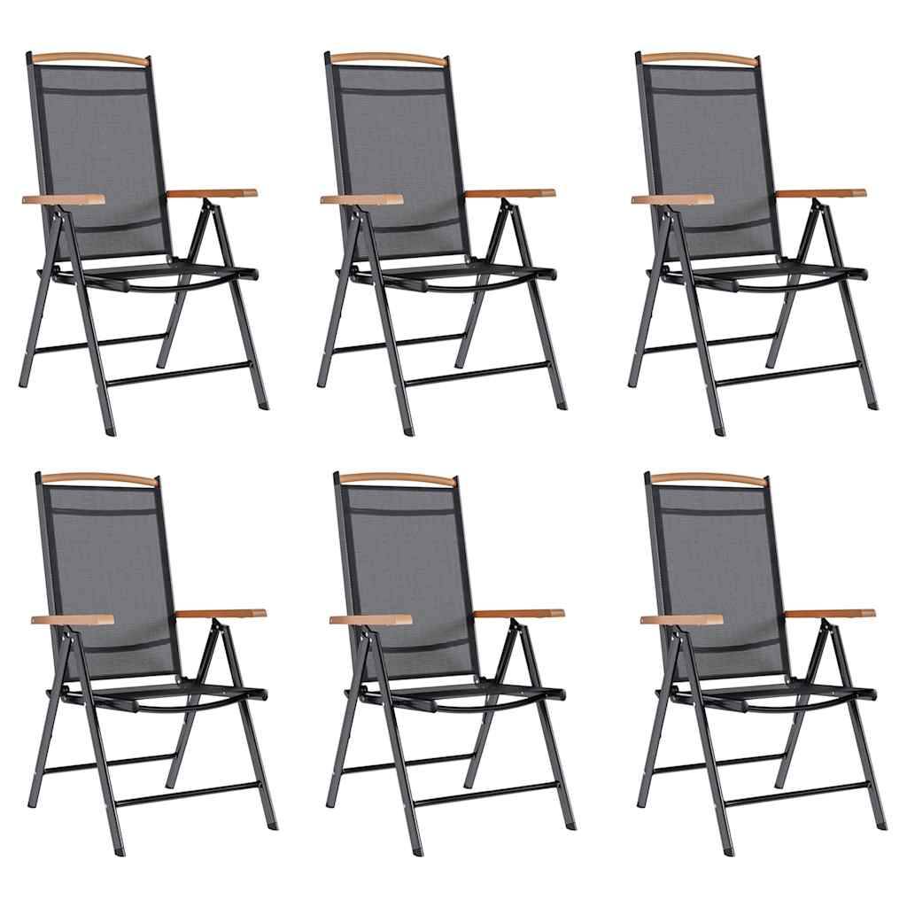 Chaises de jardin pliables Textilène Noir 58 x 65 x 109 cm - PANGIVO - Image 1