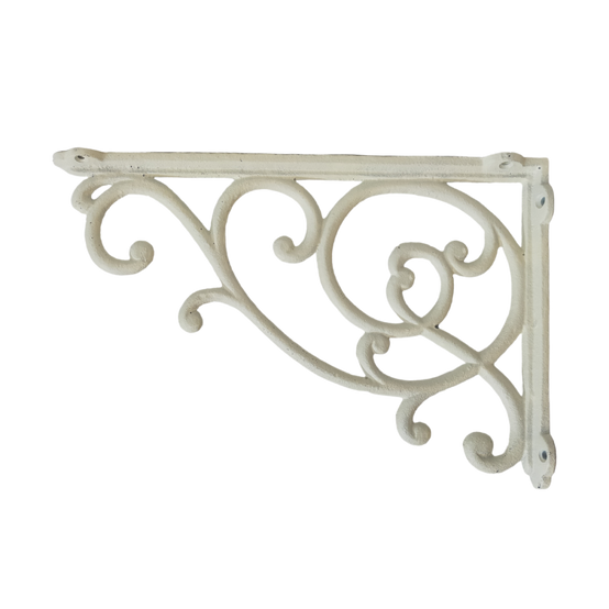 Équerre fixation étagère vintage ancienne fonte blanche 31 x 20.5 cm Chemin de campagne - Image 1