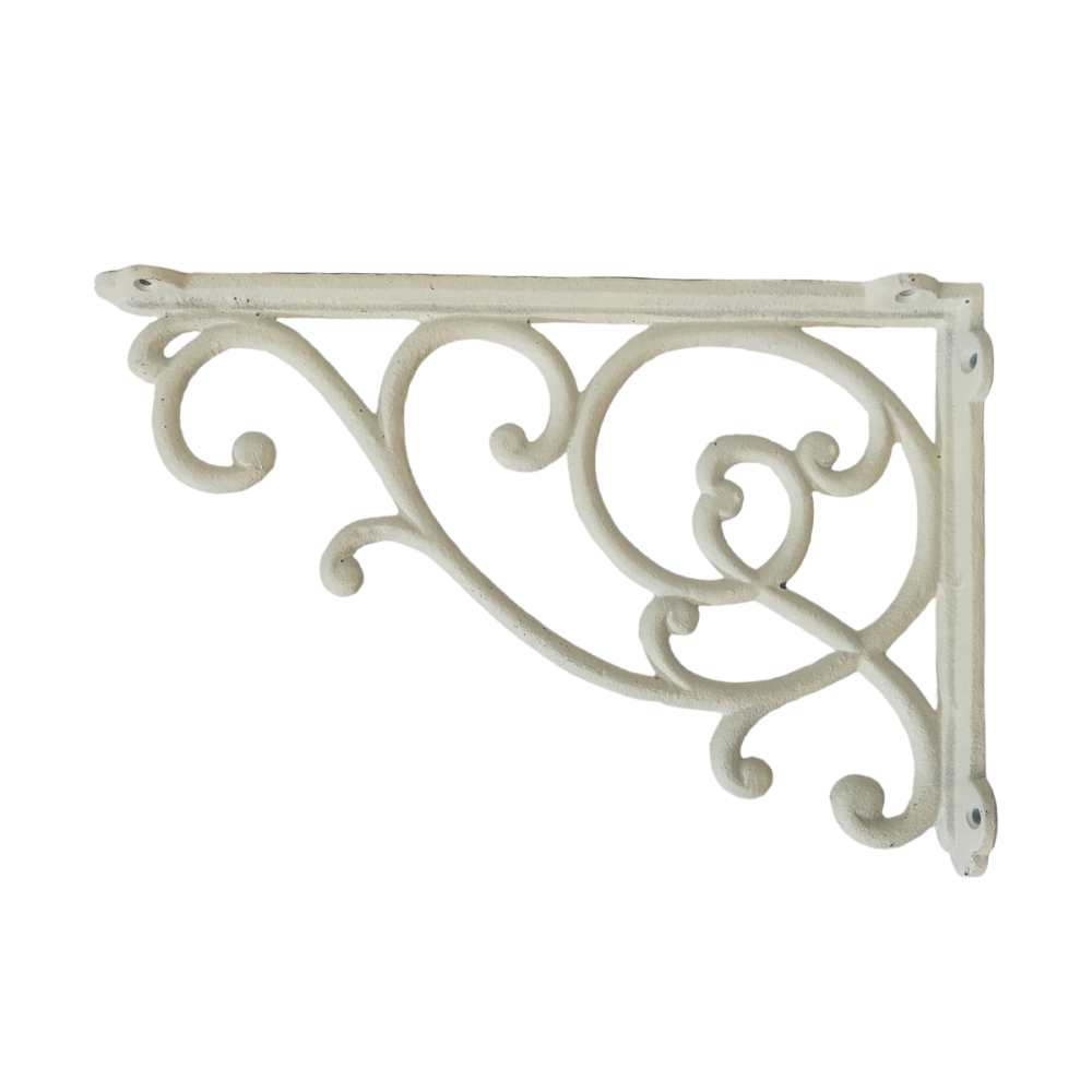 Équerre fixation étagère vintage ancienne fonte blanche 31 x 20.5 cm Chemin de campagne - Image 1