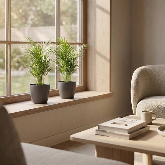 Palmier Areca - Dypsis lutescens - avec pot gris - lot de 2 - Ø12cm - ↕45cm - Plantes d’intérieur - Image 3