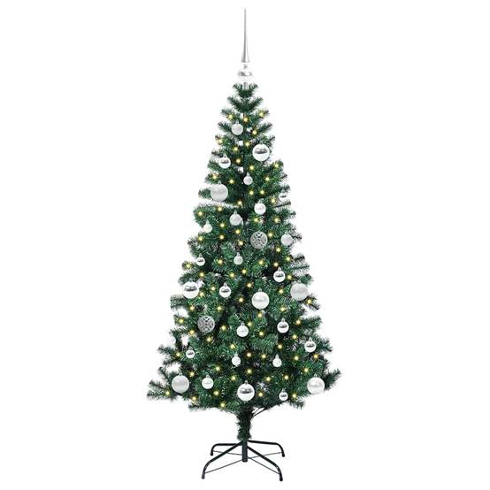 Sapin de Noël | Arbre de Noël artificiel pré-éclairé Vert 150 cm PVC et métal Maison Chic - Image 3