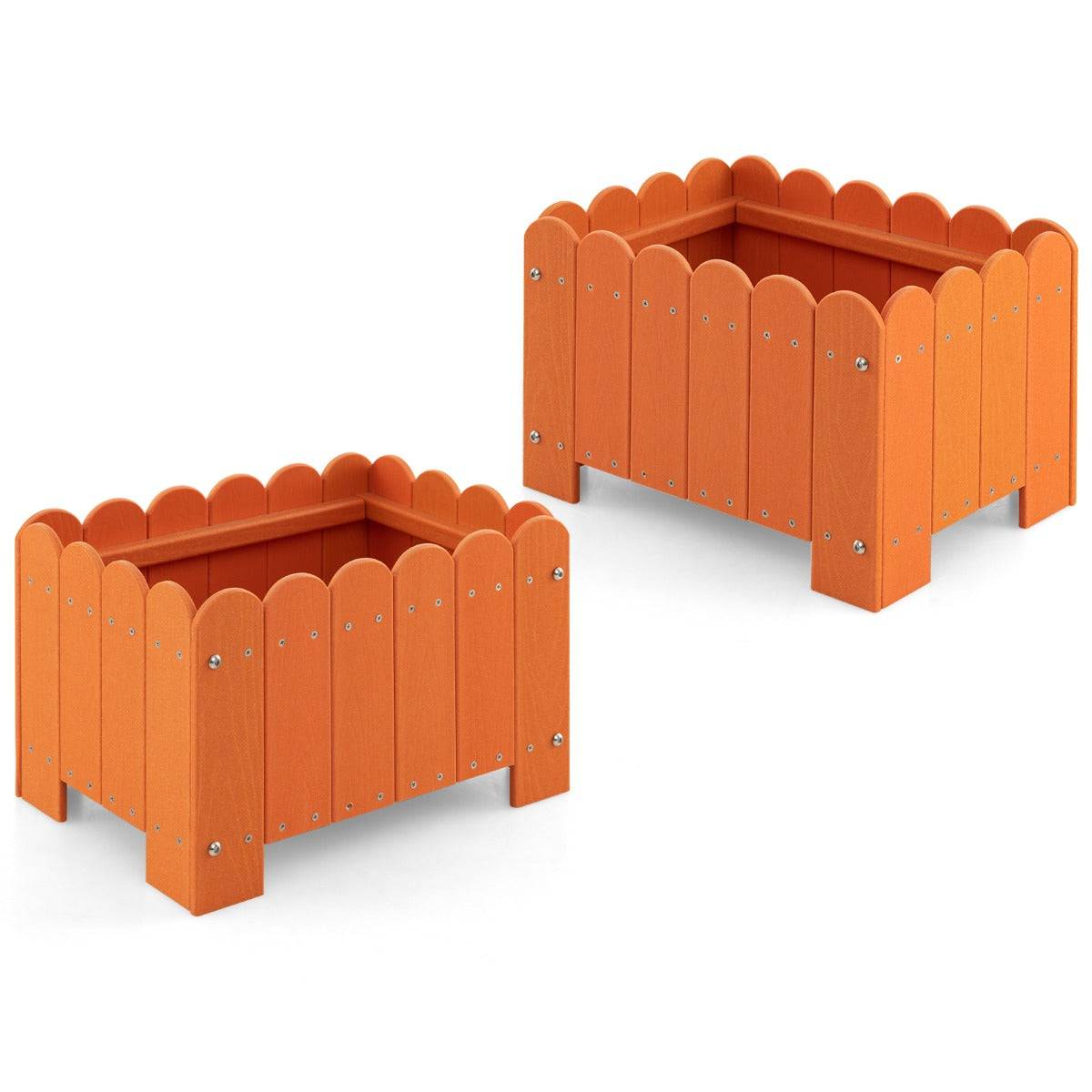 Helloshop26 - Lot de 2 jardinière rectangulaires en HDPE résistant aux intempéries lit de jardin surélevé avec trous de drainage 45 x 32 x 30 cm orange - Image 1