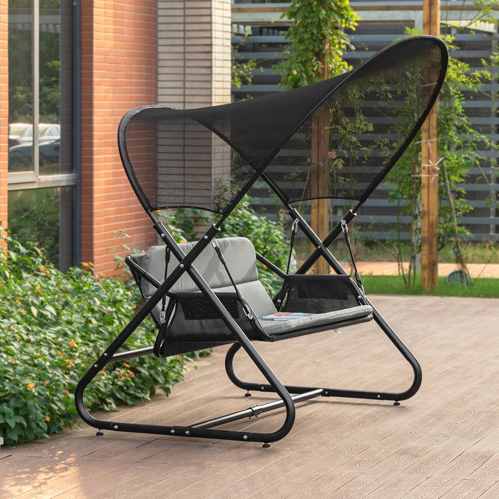 Balancelle Balancelle de Jardin 2 Places Gris Foncé L.164 x l.152 x H.184 cm SoBuy - Image 10