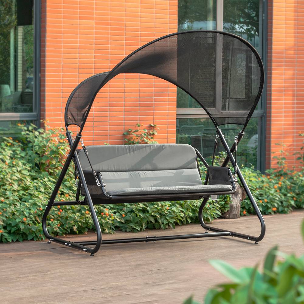 Balancelle Balancelle de Jardin 2 Places Gris Foncé L.164 x l.152 x H.184 cm SoBuy - Image 2
