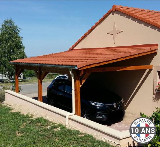 Cpbf Charpentes - Carport adossé une pente 400cmx1250cm, bois DOUGLAS Français (Charpente en bois-auvent-abri voiture) 50 m². Garantie 10 ans - Image 1