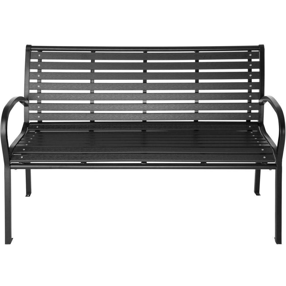 Helloshop26 - Banc de jardin meuble acier laqué 126 cm noir - Image 2