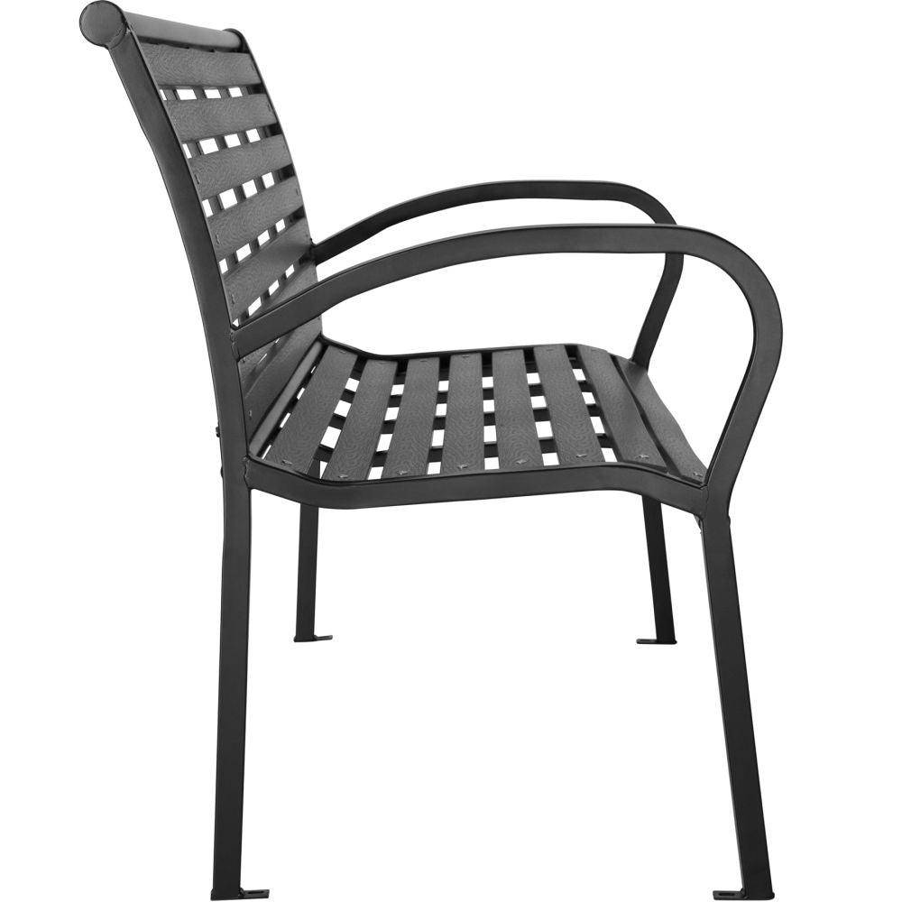 Helloshop26 - Banc de jardin meuble acier laqué 126 cm noir - Image 4