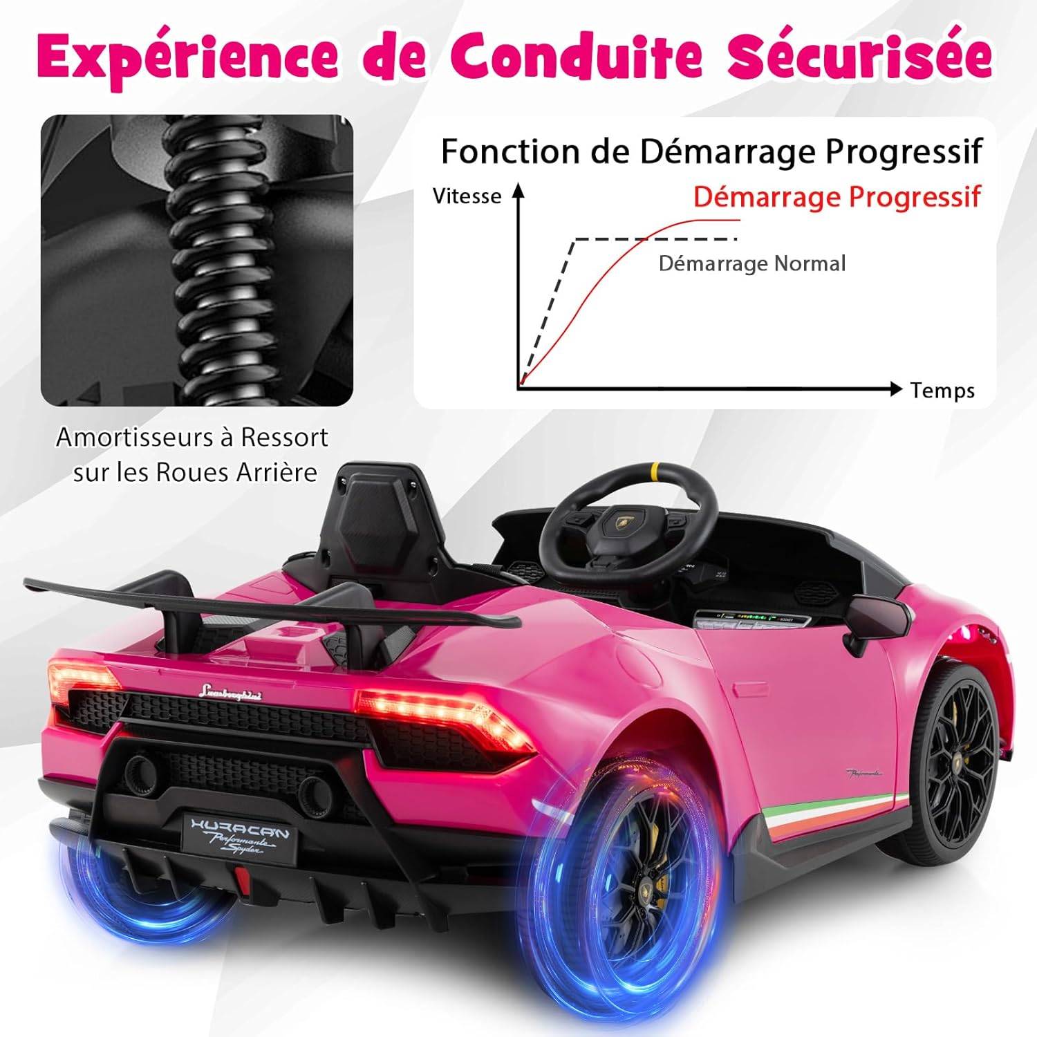 Lamborghini SIAN Voiture Électrique 12V/4,5 Ah pour Enfants 3-8 Ans,Télécommande 2.4G, 2 Moteur, MP3, USB, TF, Radio, Récit, Vert