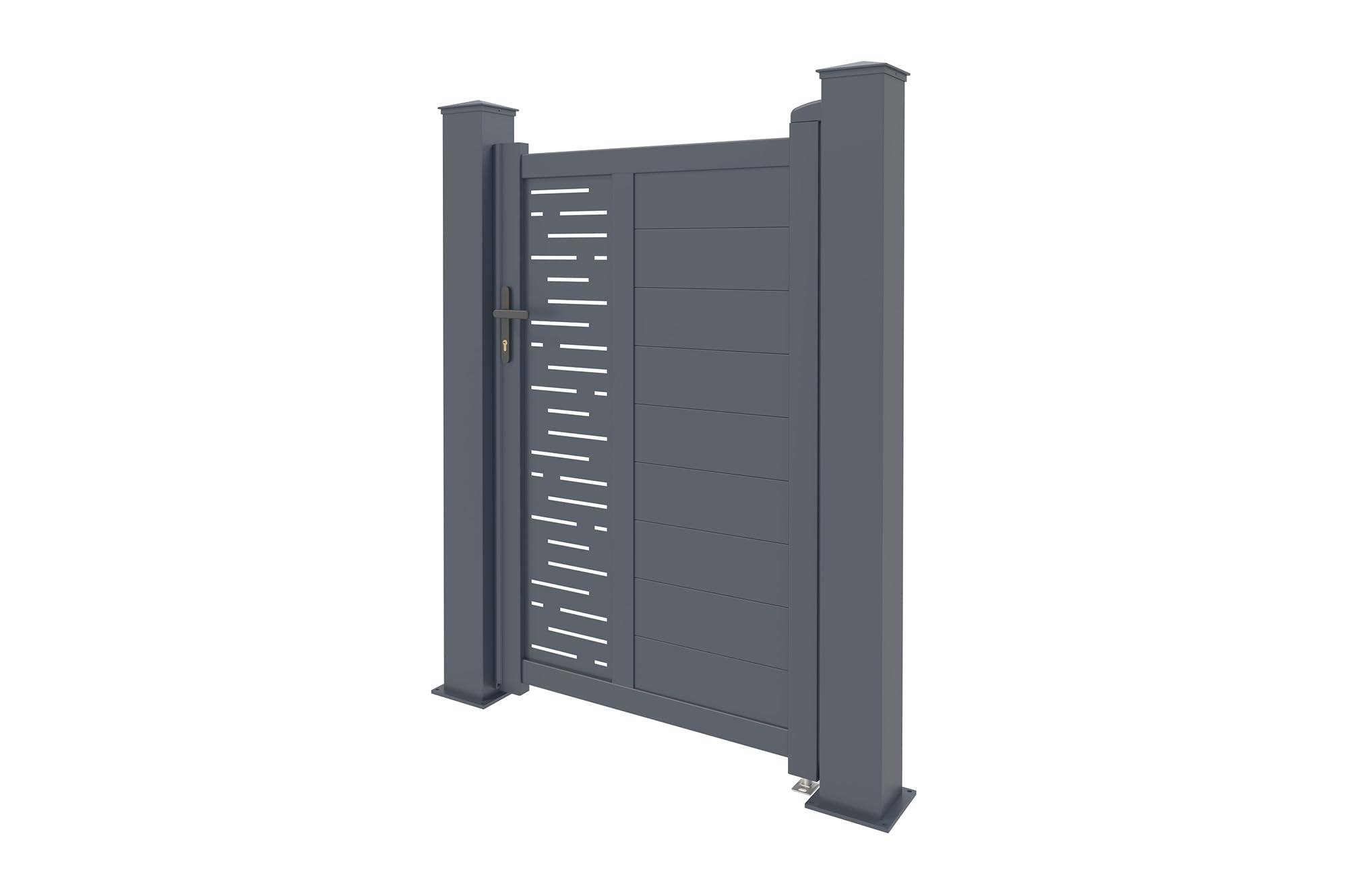CASANOOV - Casanoov Portillon 1m ARLBERG H.160 cm aluminium gris + 2 poteaux ELDA aluminium gris - Image 6