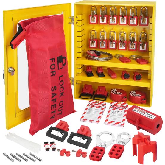 Kit Verrouillage Sécurité Électrique Multifonction - 4 Cadenas + Verrous Disjoncteurs - Protection Équipements Industriels Et Loto