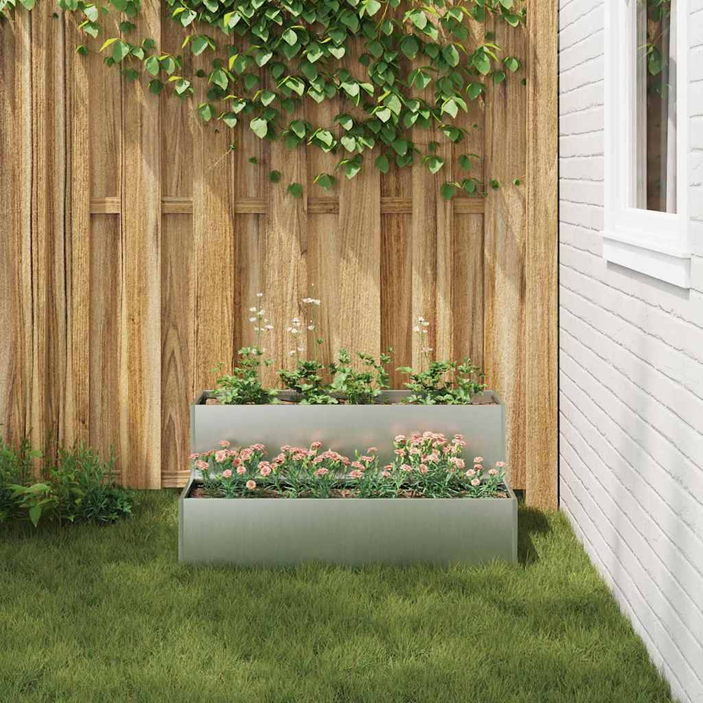 Jardinière rectangulaire acier galvanisé potager Argent 100x60x45 cm – ComfortXL Outdoor Living - Image 4