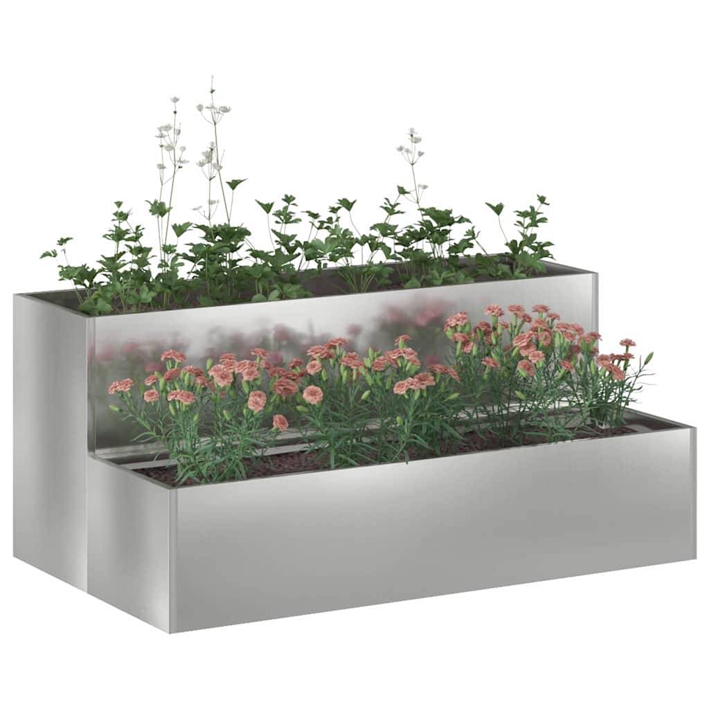 Jardinière rectangulaire acier galvanisé potager Argent 100x60x45 cm – ComfortXL Outdoor Living - Image 3