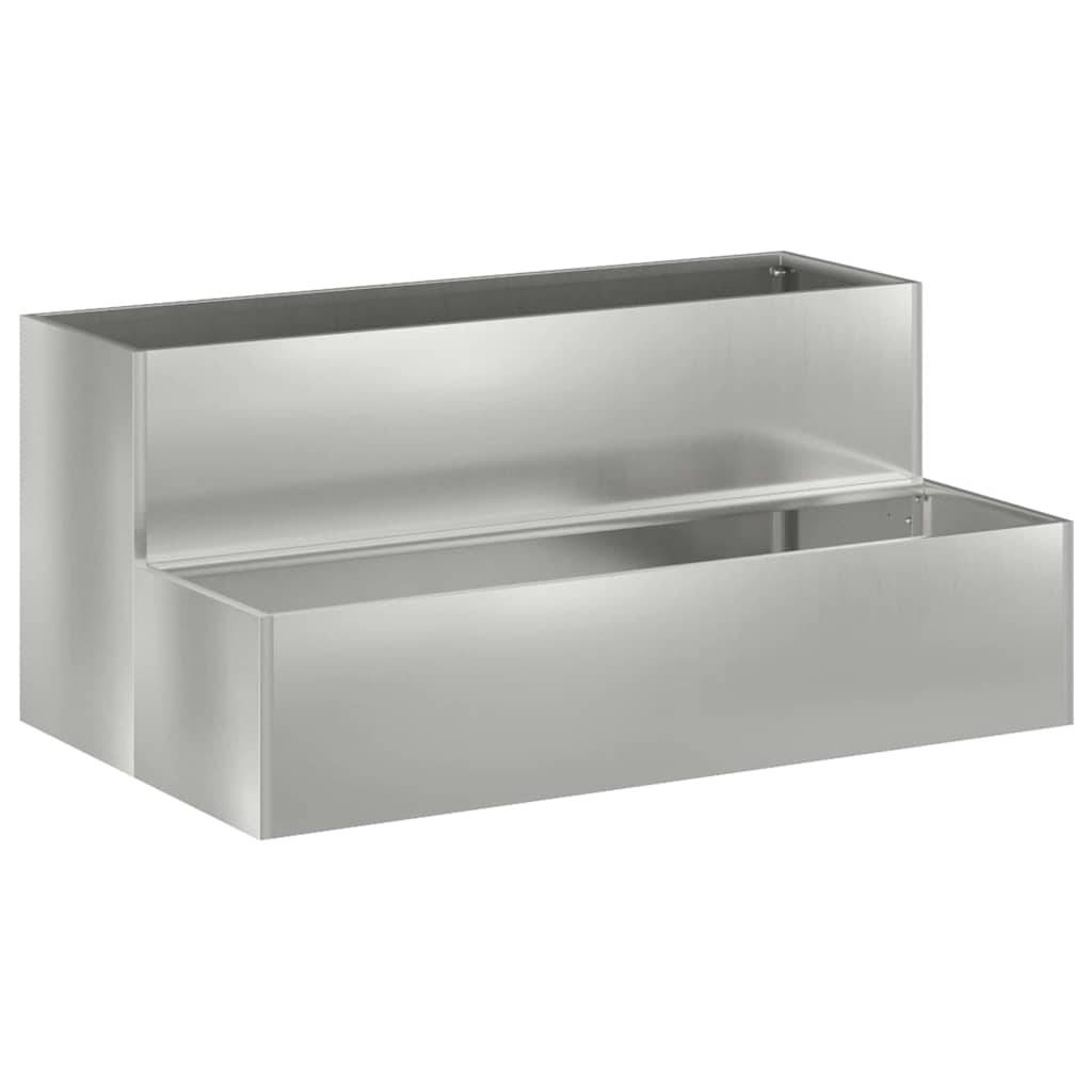 Jardinière rectangulaire acier galvanisé potager Argent 100x60x45 cm – ComfortXL Outdoor Living - Image 2