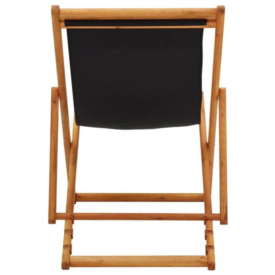 Chaise pliable de plage Bois d'eucalyptus et tissu noir 60 x 112/119/127 x 81/88,5/95 cm - PANGIVO - Image 5