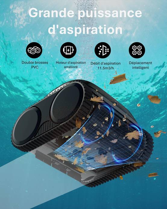 Robot piscine sans fil - WYBOT Osprey 800 - Nettoyeur piscine automatique - Autonomie 150 min - Filtration fine 180 microns - Image 2