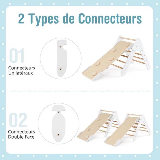 Costway - 7 en 1 Triangle d'escalade Montessori Enfants avec Rampe Double Face, Arc d'escalade en Bois Hêtre avec Toboggan & Échelle, Charge Max 50KG - Image 4