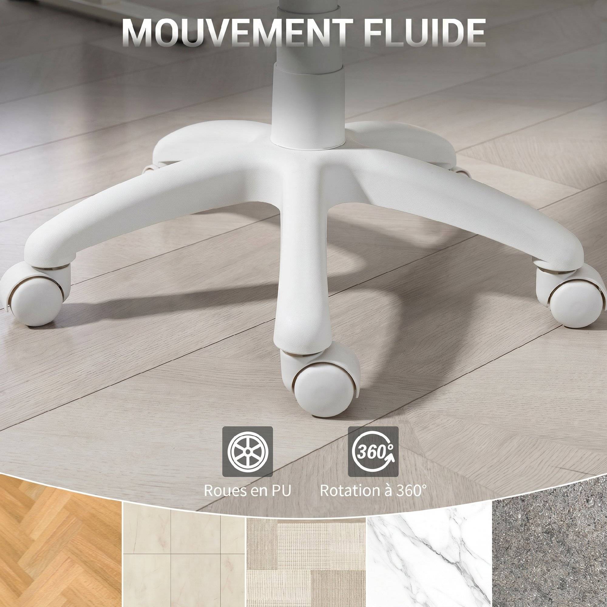 Sans Marque - Chaise de Bureau Ergonomique sans Accoudoirs, Fauteuil de Bureau en Maille, Hauteur Réglable, Rose - Image 8