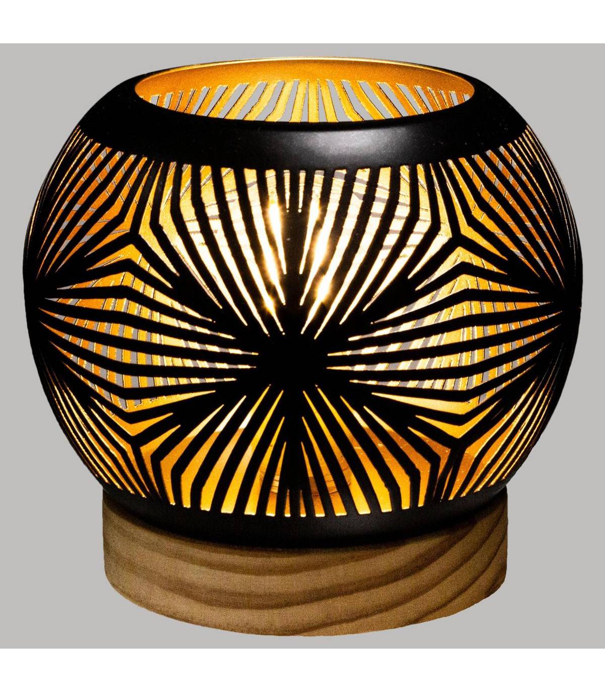 Photophore Boule LED en Bois et Métal - Image 2