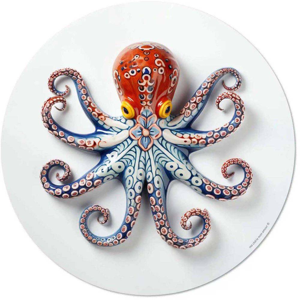 Ensemble sets de table en vinyle 38 cm et dessous de verre Octopus Lot de 4 sets de table et de 6 dessous de verre motifs assortis - Image 3