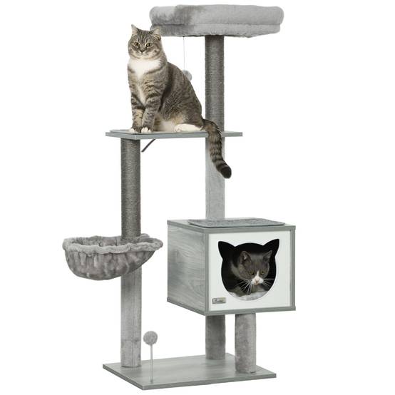 Arbre à chat sisal et peluche gris 48 x 40 x 126 cm - PANGIVO - Image 1
