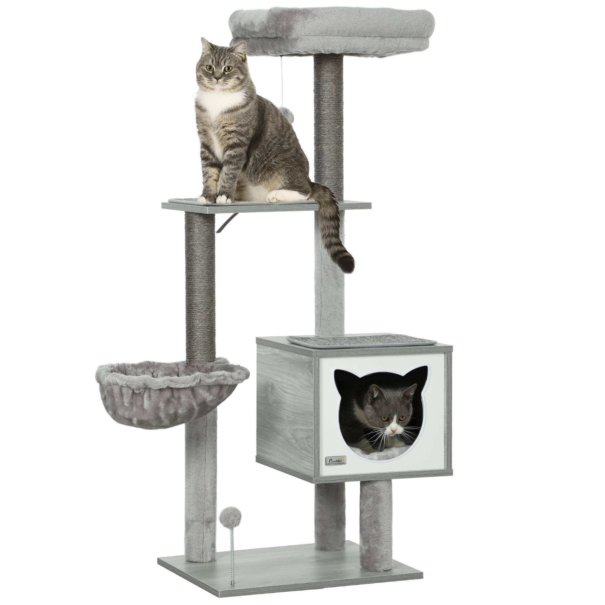 Arbre à chat sisal et peluche gris 48 x 40 x 126 cm - PANGIVO - Image 1