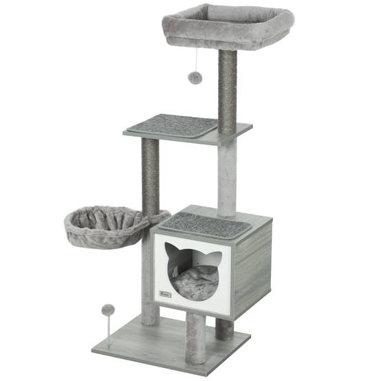 Arbre à chat sisal et peluche gris 48 x 40 x 126 cm - PANGIVO - Image 2