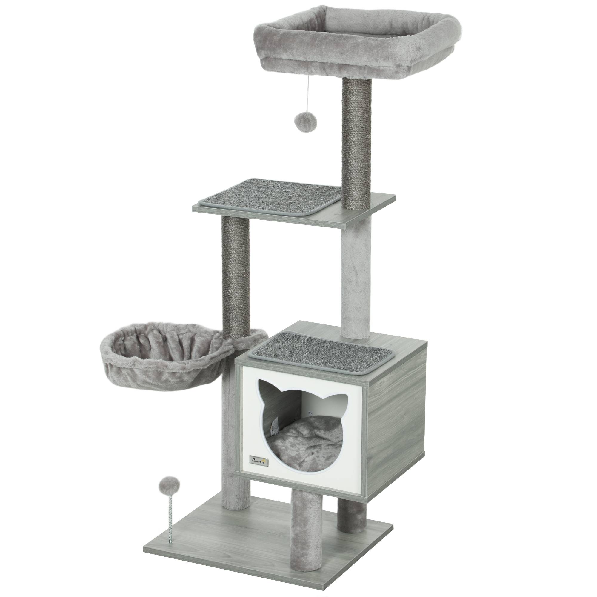 Arbre à chat sisal et peluche gris 48 x 40 x 126 cm - PANGIVO - Image 2