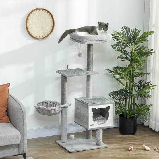 Arbre à chat sisal et peluche gris 48 x 40 x 126 cm - PANGIVO - Image 4