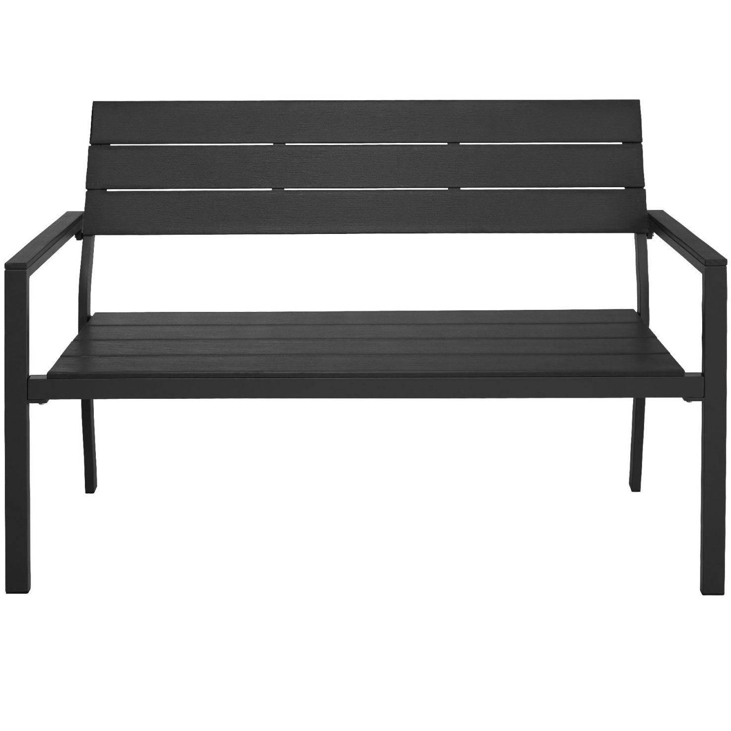 Helloshop26 - Banc de jardin pour 2 personnes utilisation en extérieur aluminium 129 cm gris - Image 2