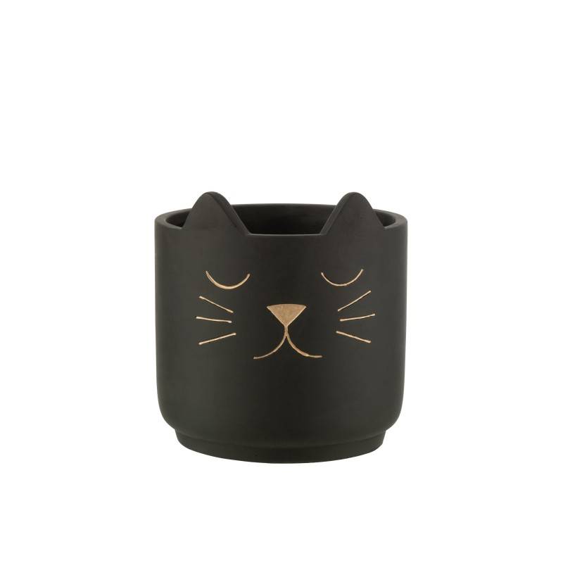 Cache-pot en céramique noir 19x19x19.5 cm - J-Line
