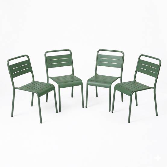 Ensemble de 4 chaises de jardin empilables vertes BERGAME - Image 1